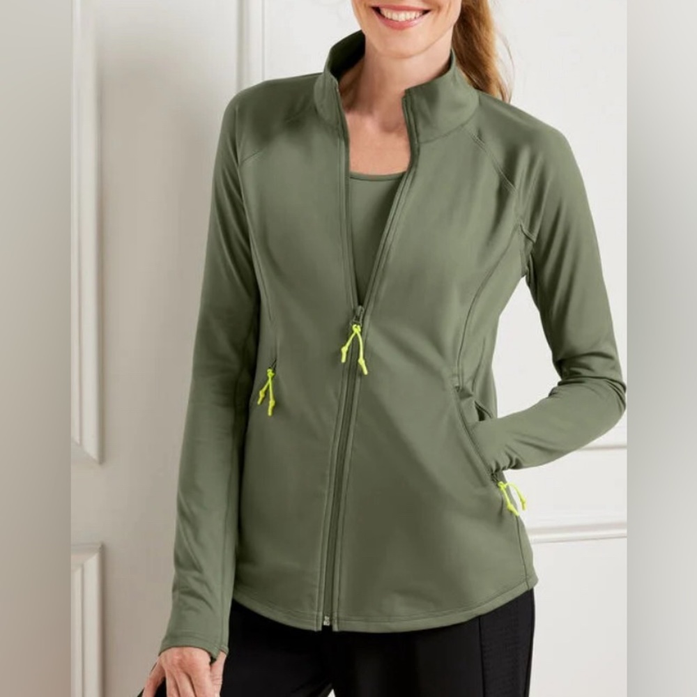 New! Talbots PERFORMANCE INTERLOCK MOCKNECK JACKET size X green